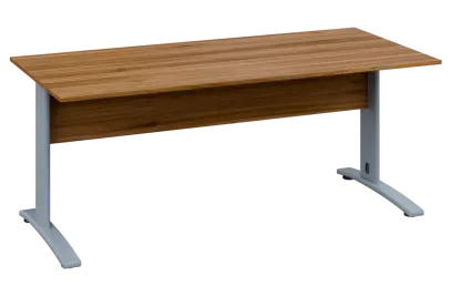 CPK 27 - 18 stůl kancelářský, kovová podnož stříbrná, deska 25 mm, široký 1800 mm, ořech světlý